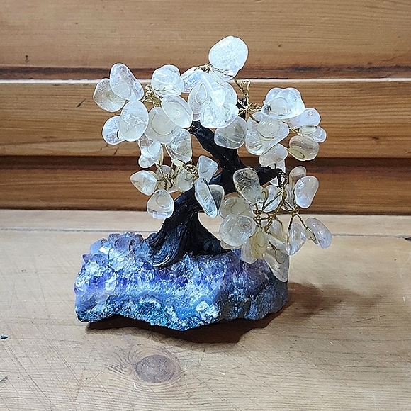 Raw AMETHYST Wirewrapped Polished Quartz Bonsai Tree - Picture 6 of 10